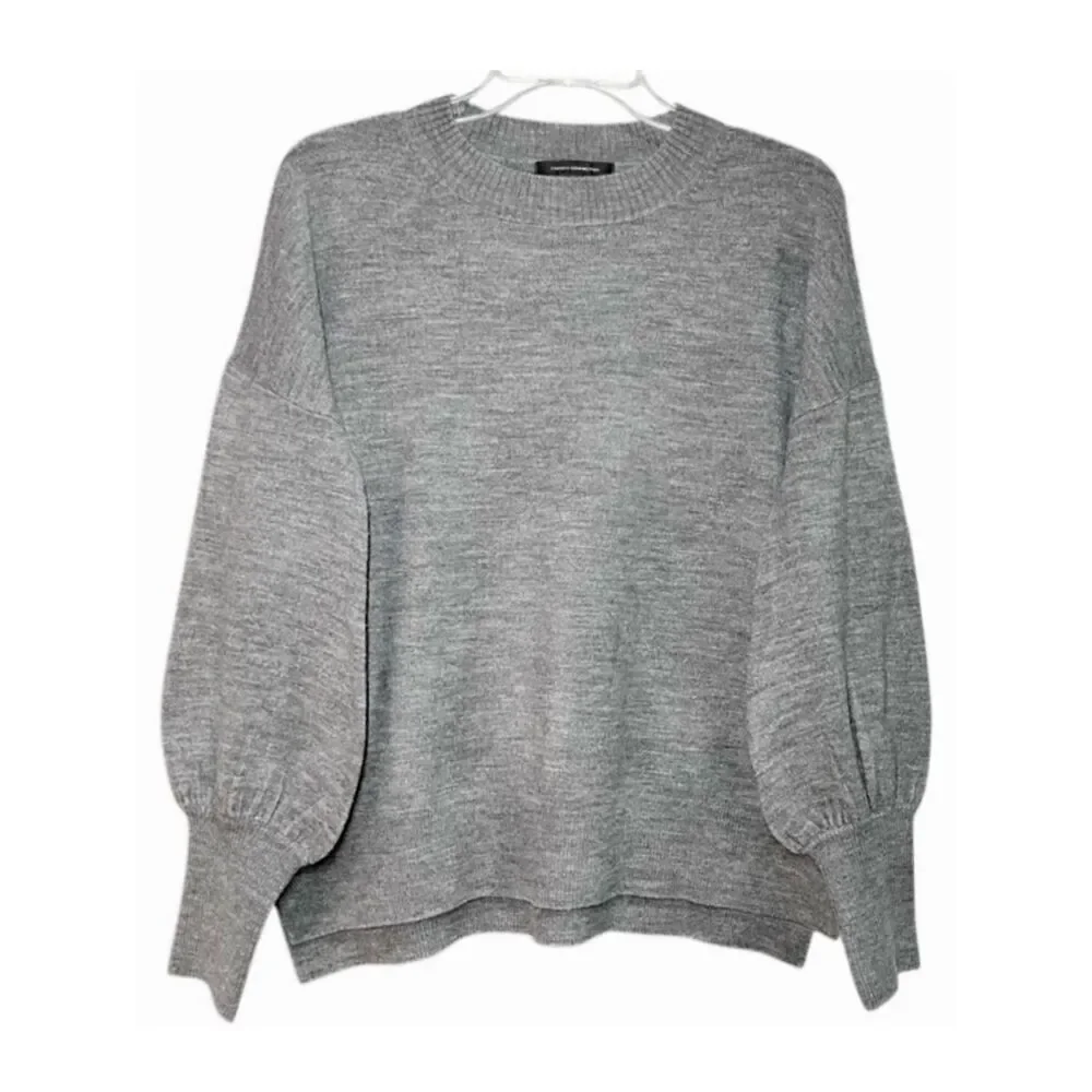 French Connection Loose Fitting Balloon Sleeve Sweater in Grey Heather Women’s S